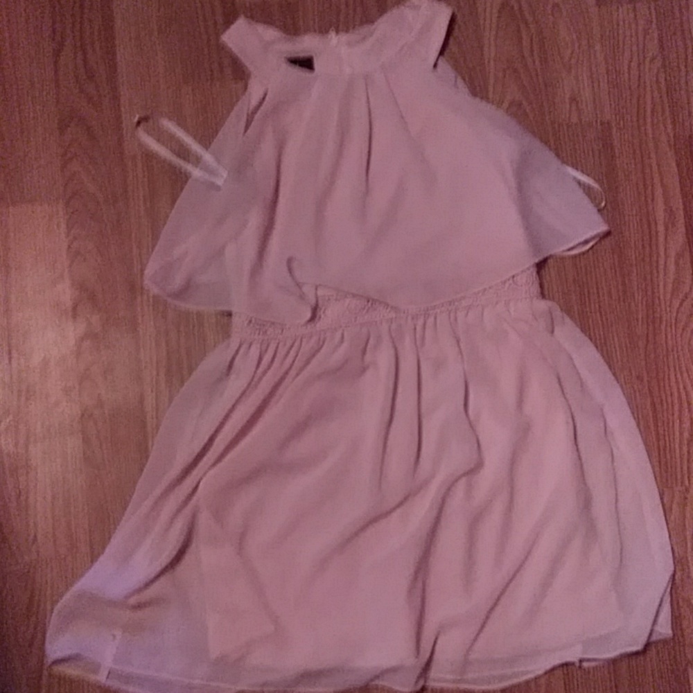 Pink dress with sewn on crochet belt